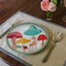8 Ct. Mushroom Party Disposable Paper Dinner Plates with Green Trim Fun Forest Theme Tableware 9"